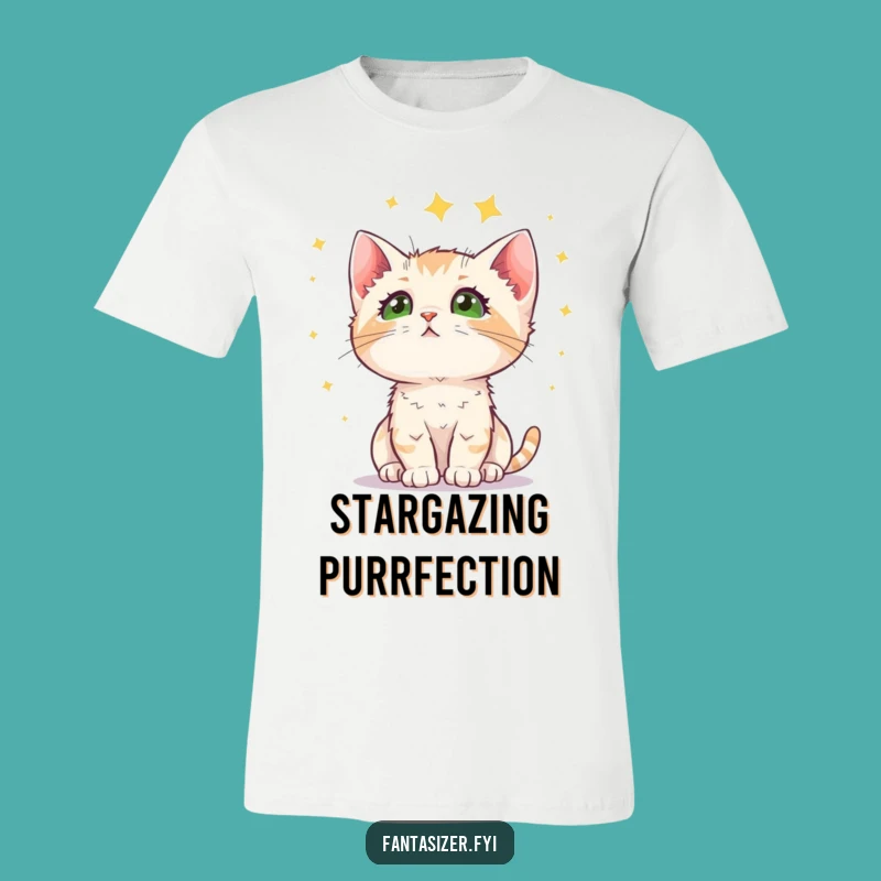 Funny Kitten Stargazing T-Shirt: Adorable Celestial Wonder Gift for Cat Enthusiasts