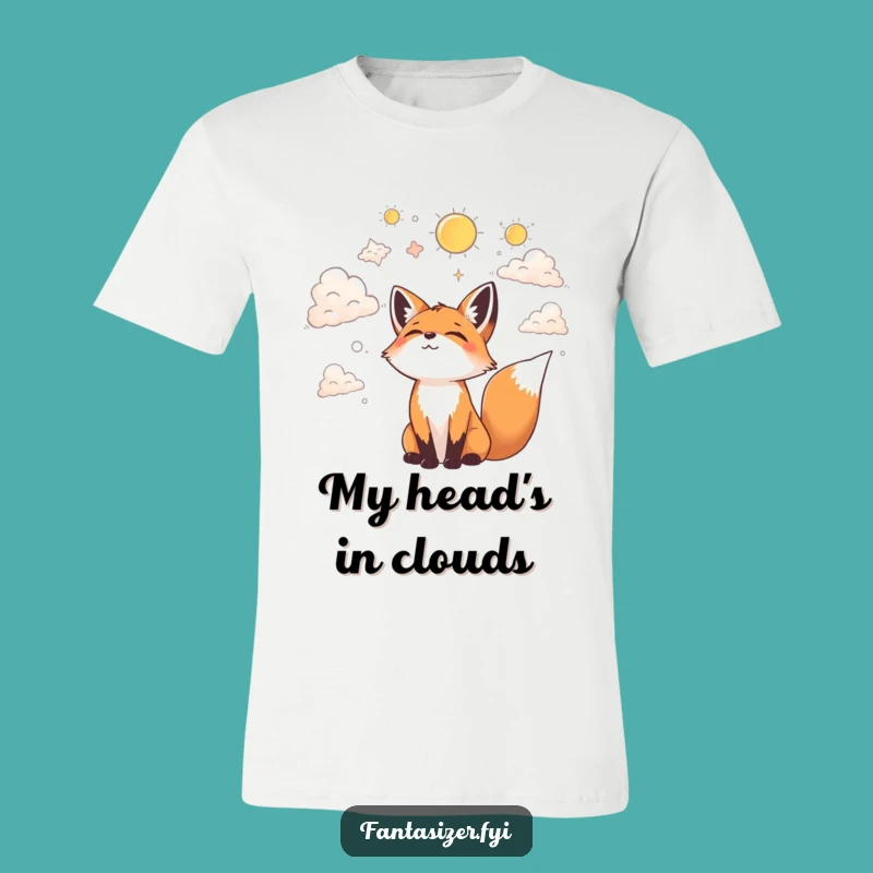 Funny Fox Cloud Gazing T-Shirt: Joyful Dreamer, Fantastical Shapes Tee