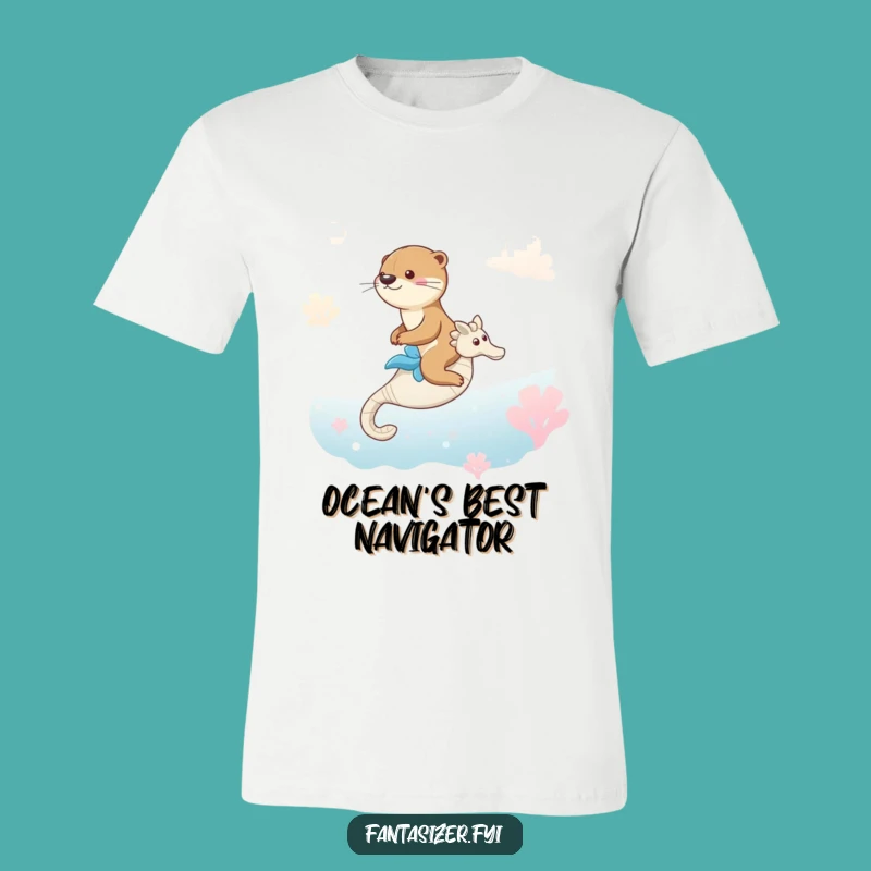 Funny Otter Seahorse T-Shirt: Playful Ocean Adventure, Unique Funny Gift for Kids