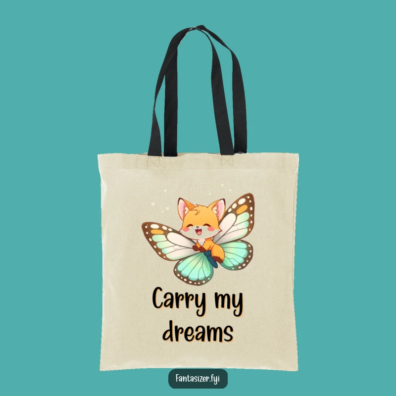 Funny Fox Cub Butterfly Tote Bag: Dreamy Travel, Stylish & Humorous Accessory Gift