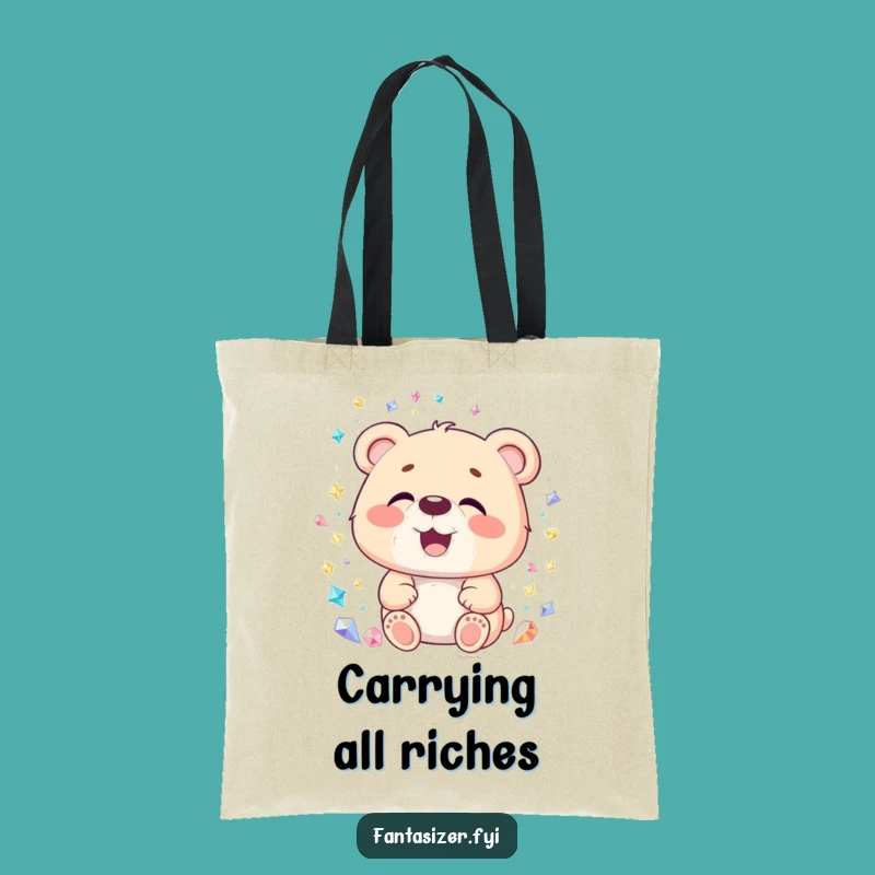 Funny Bear Gemstone Tote Bag: Carry Your Treasures and Your Humor in Style