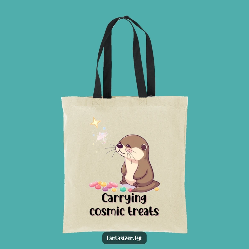 Funny Otter Galaxy Tote Bag: Sweet Gift for Curious Shoppers