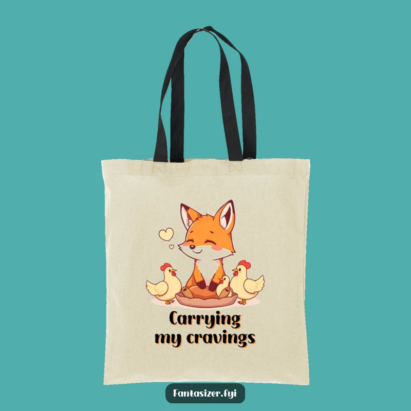 Funny Fox Tote Bag: Daydreaming of Chickens, Stylish Gift