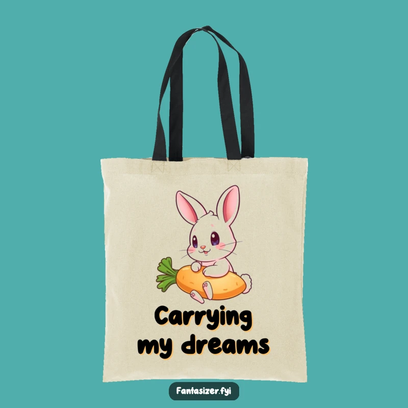 Funny Flying Carrot Rabbit Tote Bag: Carry Your Essentials with This Humorous Bunny Accessory
