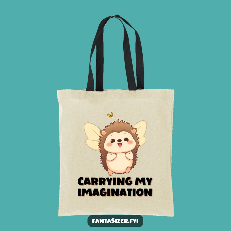 Funny Hedgehog Wings Tote Bag: Delighted Dreamer, Fantasy Accessory