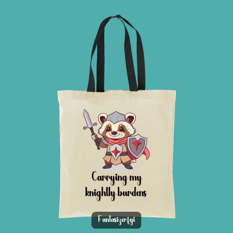 Funny Knight Badger Tote Bag: Durable Warrior Animal Carryall, Chic Humorous Gift