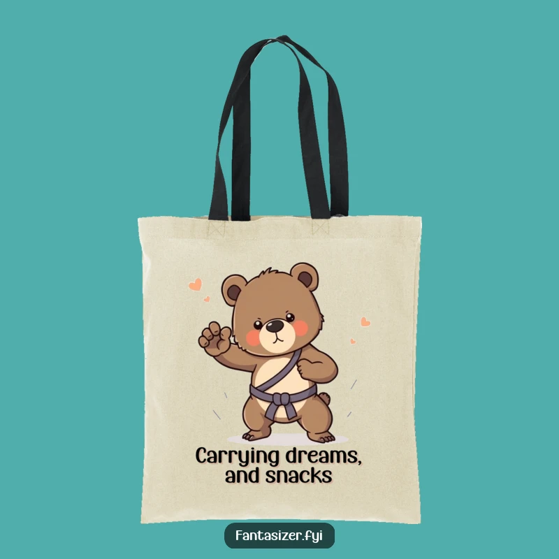 Funny Bear Cub Martial Arts Tote Bag: Carry Your Dreams Hilariously!