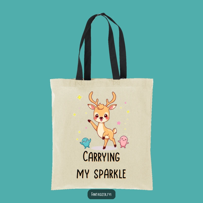 Funny Dancing Deer Tote Bag: Whimsical Sparkle Creature Carryall Gift