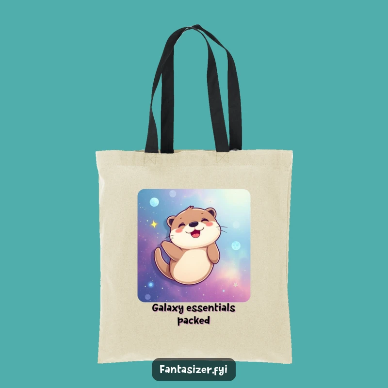 Funny Joyful Otter Galaxy Swimmer Tote Bag: Carry Your Universe Gift