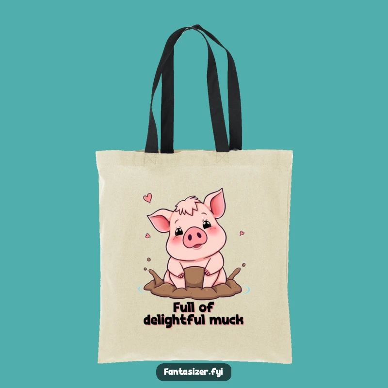 Funny Pig Mud Bath Tote Bag: Chic Swine Carryall, Unique Humorous Gift