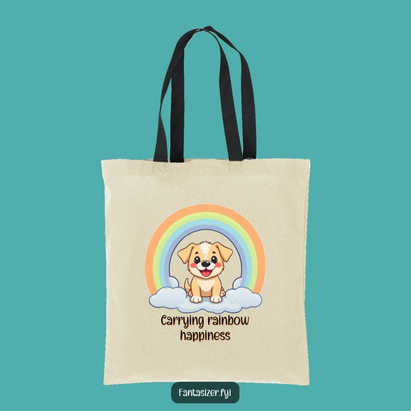 Funny Puppy Rainbow Tote Bag: Cheerful Carry-all, Perfect Funny Gift for Dog Owners