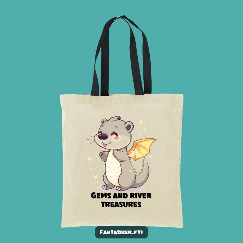 Funny Otter Dragon Tote Bag: Playful Transformation Bag, Fantasy Gift
