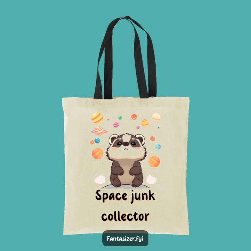 Funny Whimsical Badger Planet Tote Bag: Carry Your Cosmic Dreams Hilariously